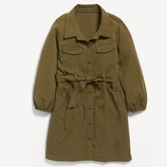 Old Navy Other - Old Navy Long Sleeve Button Front Utility Dress Olive Green Size 3T